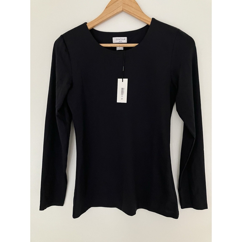 Aritzia Contour NWT Crew Hip Black Long Sleeve Shirt Size Large Classic Core